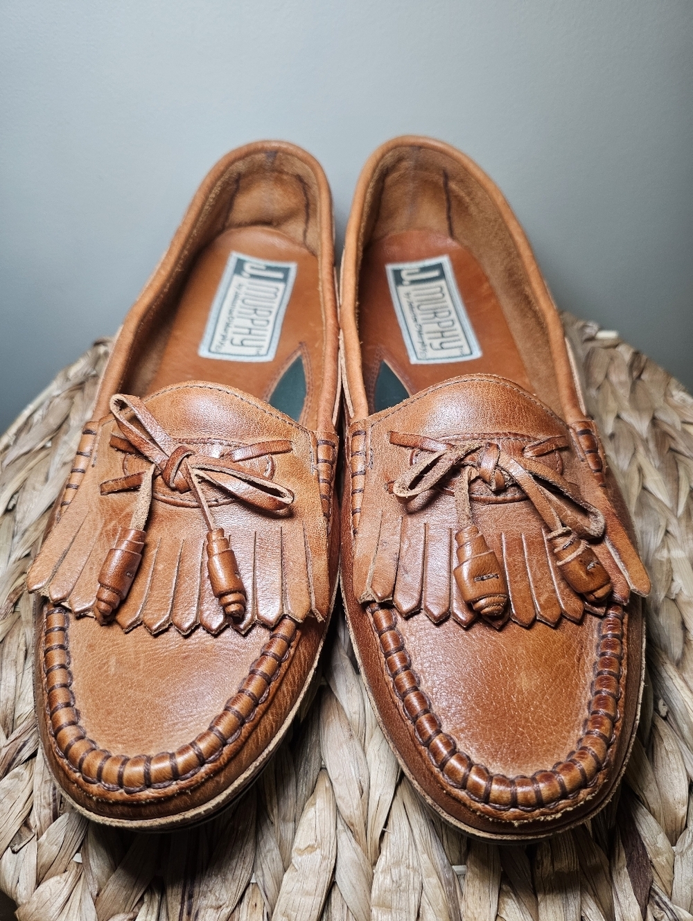 Brown Leather Tassel Loafers Mens Size 10 Driving Shoes Classic Preppy